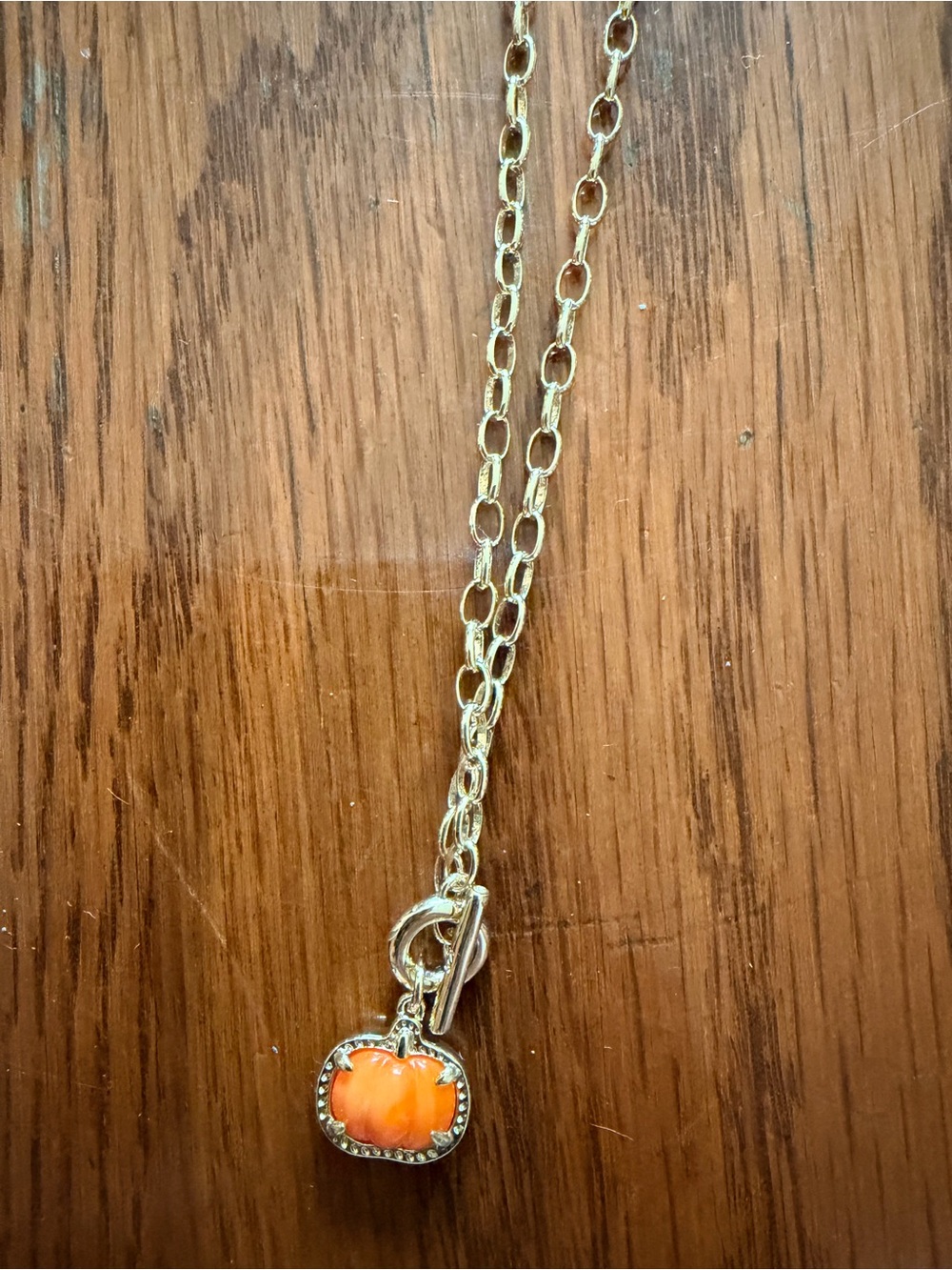 Kendra Scott Gold Chain Necklace with Orange Pumpkin Charm Kendra Scott
